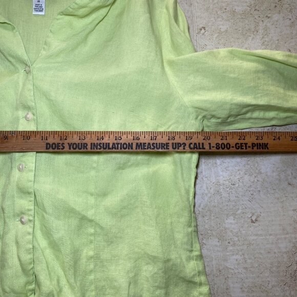 Talbots Womens Irish Linen Button-Up Blouse Size 16 Light Green Casual Comfort - Picture 4 of 5